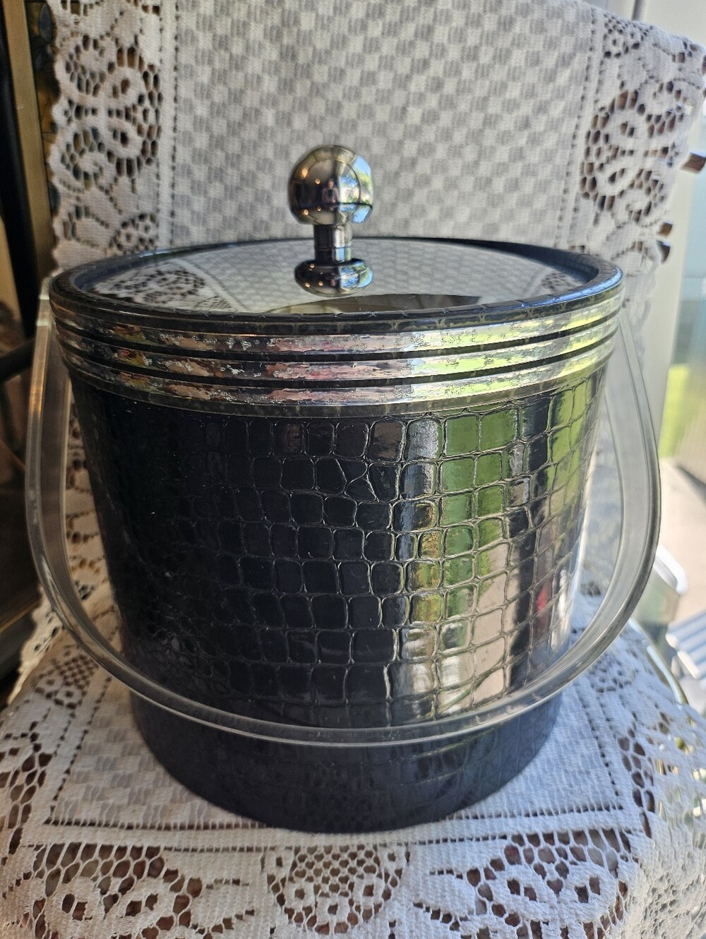 Vintage MCM Vinyl Alligator Ice Bucket
